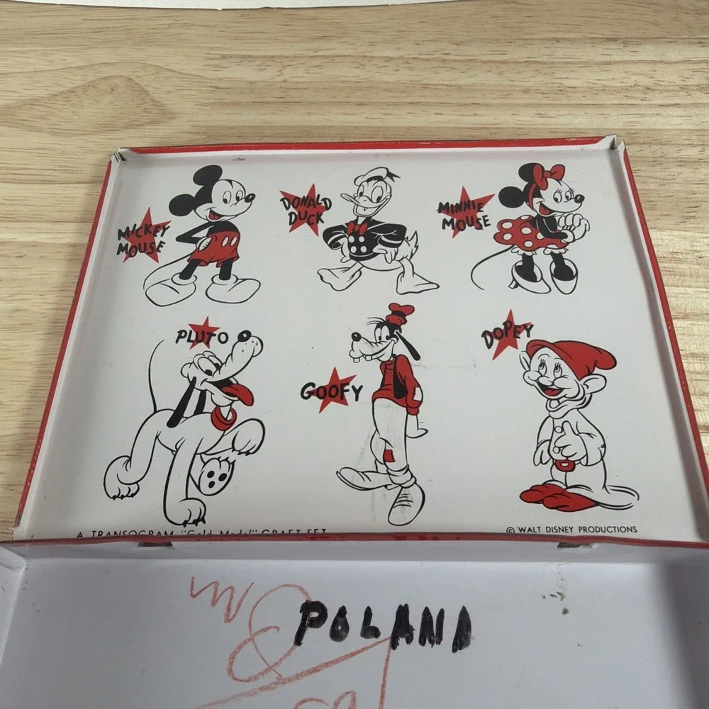 1940s Transogram Donald Duck EMPTY Tin Crayon Box